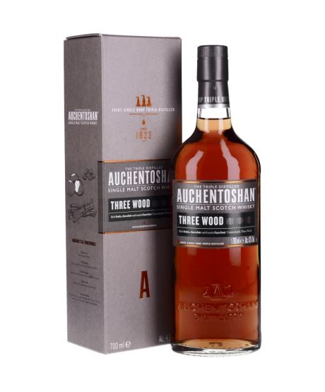Auchentoshan Three Wood Ecossais Bourbons Whisky Spiritueux XO-Vin Whiskies 43° - - Etui - Auchentoshan Scotch &